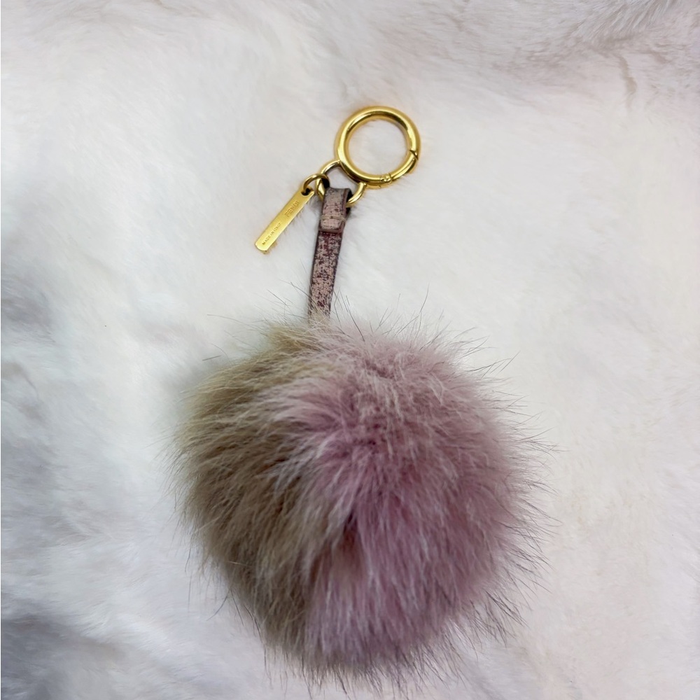 Fendi Fluffy Keychain in Soft Brown and Gold